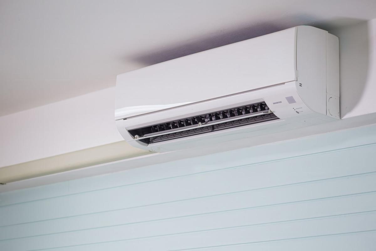 Ductless mini split indoor unit on a wall